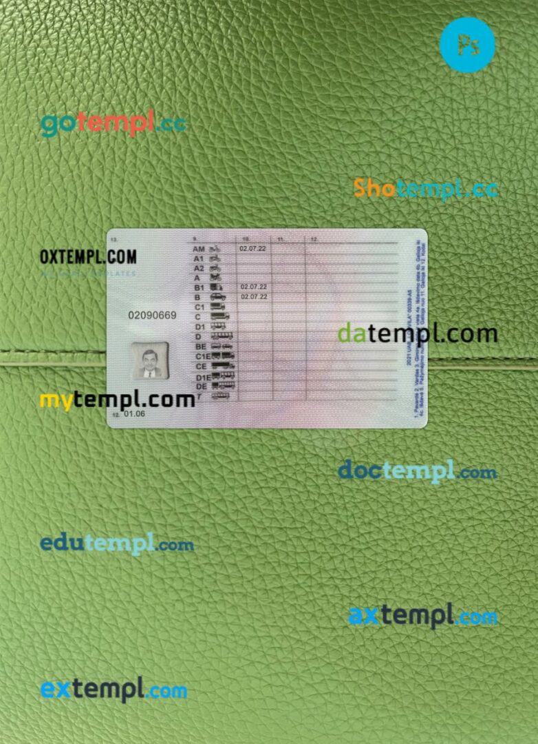Lithuania driving license PSD files, scan look and photographed image, 2 in 1, 2023-present - Image 2