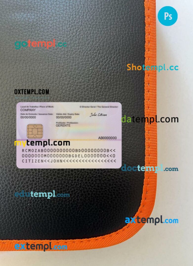 Mozambique residence card editable PSD files, scan look and photo-realistic look, 2 in 1 - Image 2
