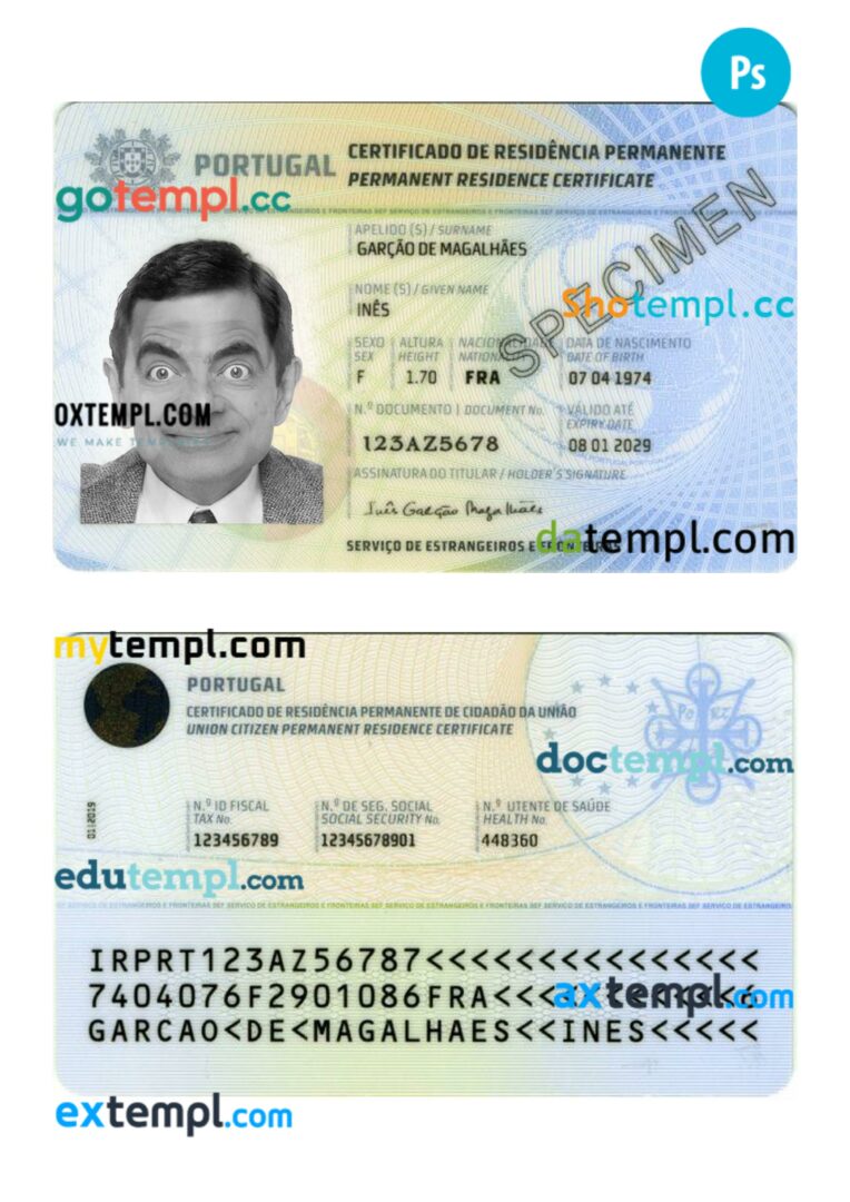 Portugal permanent residence certificate PSD example
