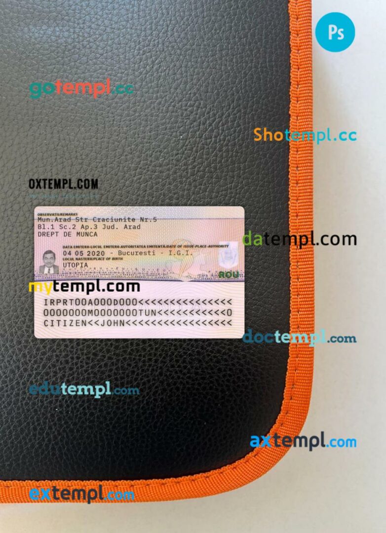 Romania residence permit editable PSD files, scan look and photo-realistic look, 2 in 1 - Image 2