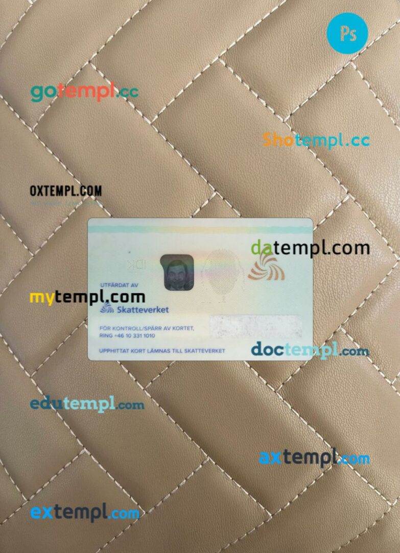 Sweden ID card editable PSD files, scan look and photo-realistic look, 2 in 1, 2019-present - Image 2