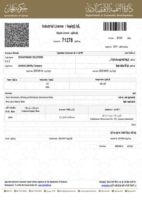 UAE Ajman industrial license Word and PDF template