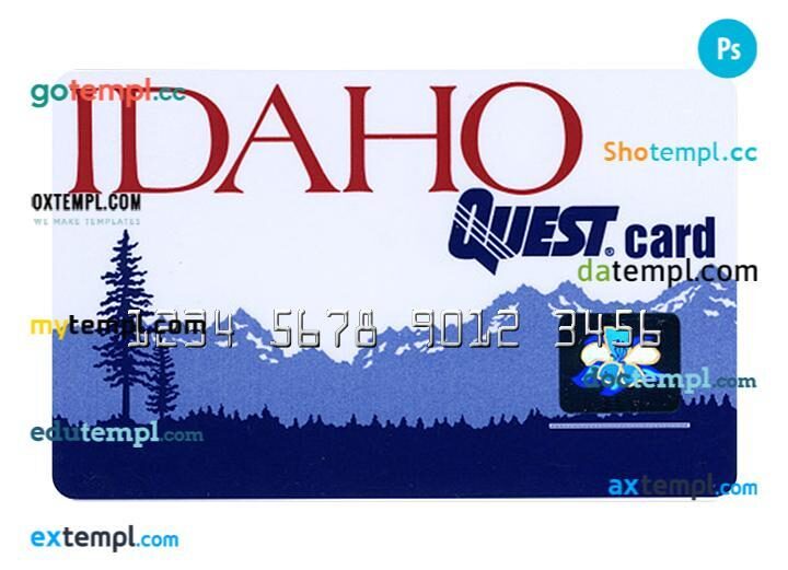 USA Idaho EBT card template in PSD format