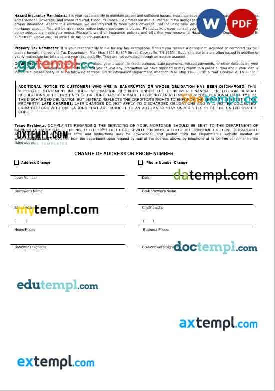 USA One bank mortgage statement in Word and PDF formats - Image 2