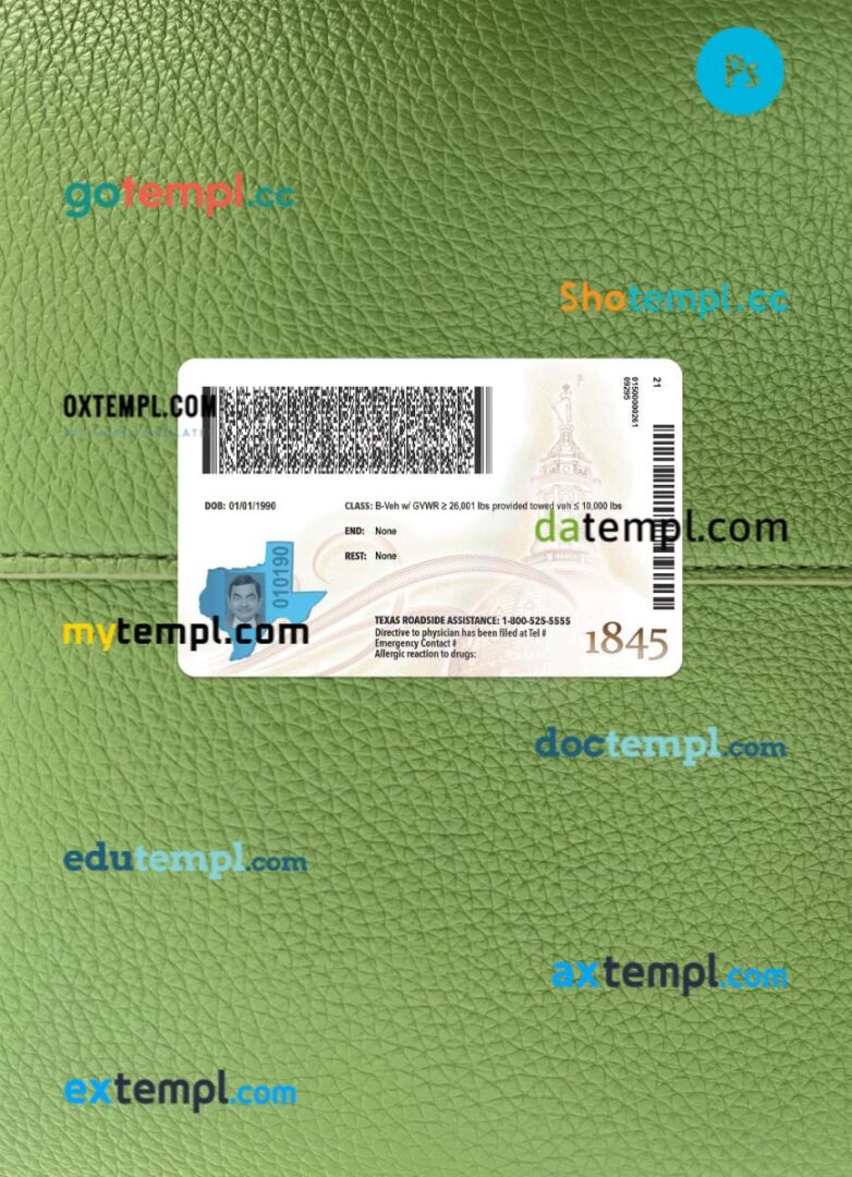 USA Texas driving license PSD files, scan look and photographed image, 2 in 1, 2025-present - Image 2